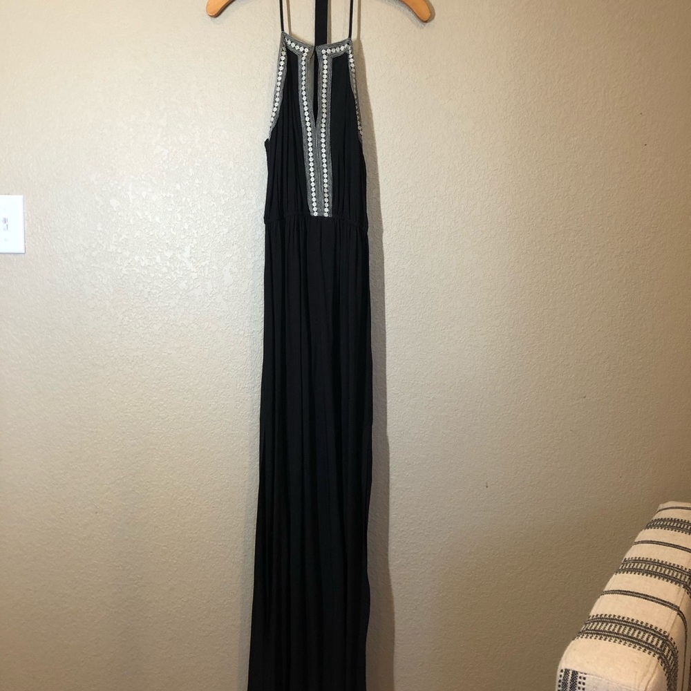 Never worn black maxi w/embroidered detail.